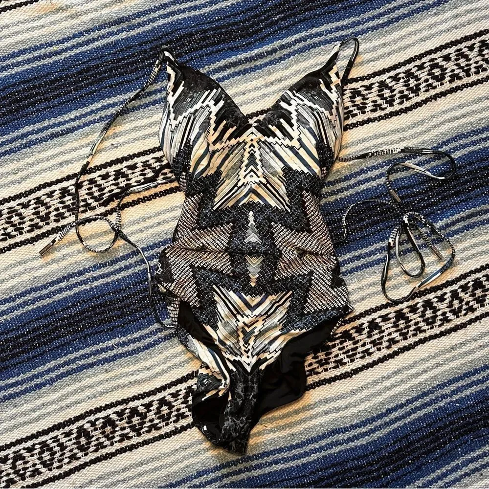 NEW Red Carter Women's Indigo Blues Lace Up One Piece Swimsuit - Picture 5 of 8